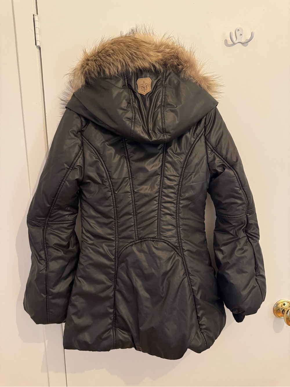 Mackage Women's Black Hooded Puffer Coat with Fur Trim - Picture 3 of 6